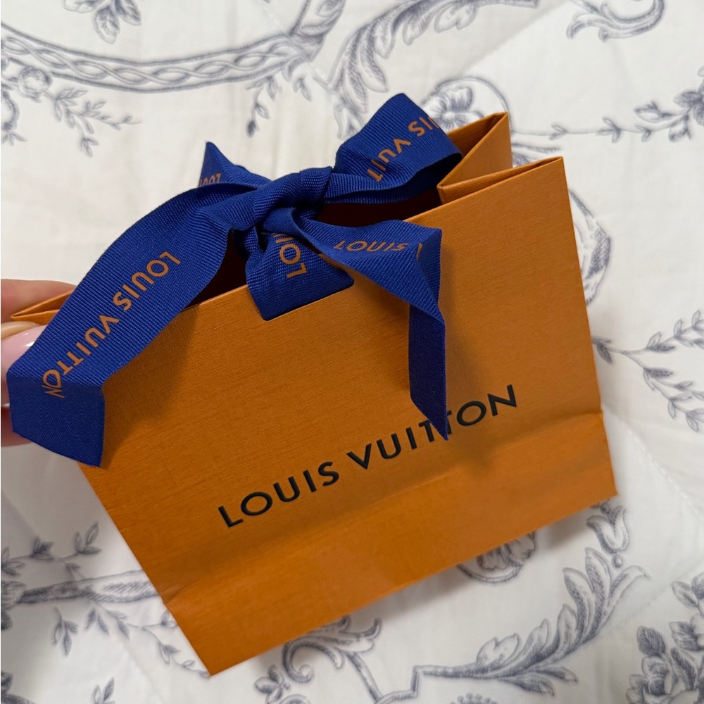 Louis Vuitton Orange Bag with Blue Handles
